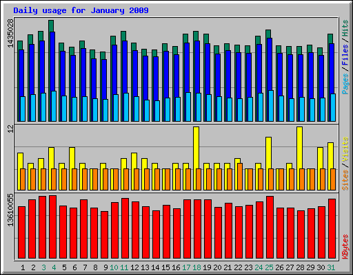 Daily usage for January 2009